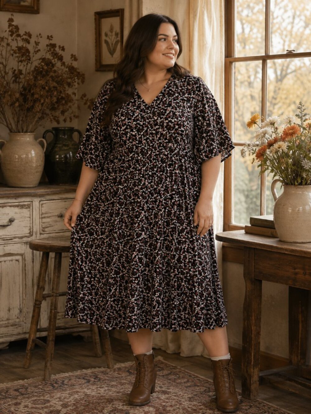 Draper James Floral Flutter Sleeve Dress